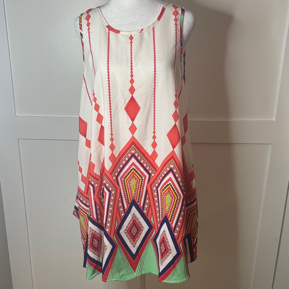 42Pops Geometric Pattern Sleeveless Dress size large